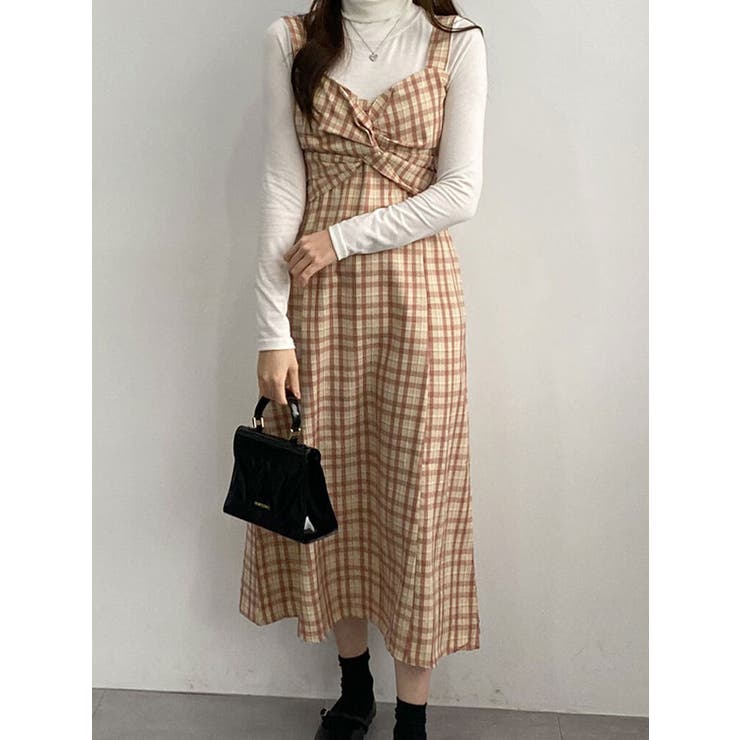 グリードインターナショナル　チェック柄キャミソールロングワンピース グリードインターナショナル チェック柄キャミソールロング