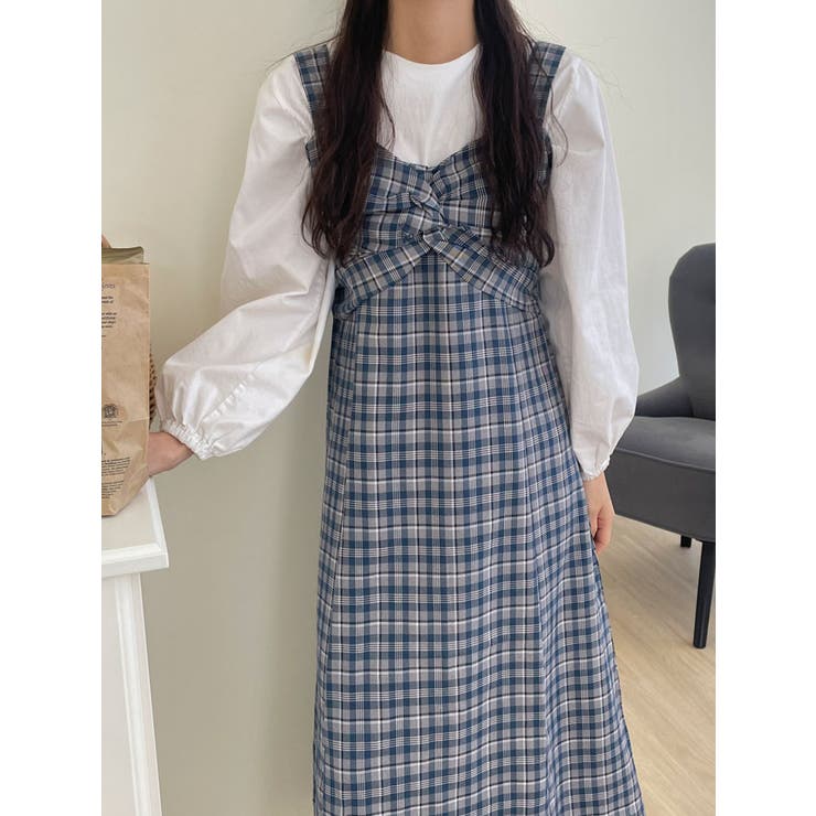 日本未発売*MIUMIU* Vichy チェック キャミソールワンピース セール】チェックキャミワンピース（ワンピース）｜a:mure