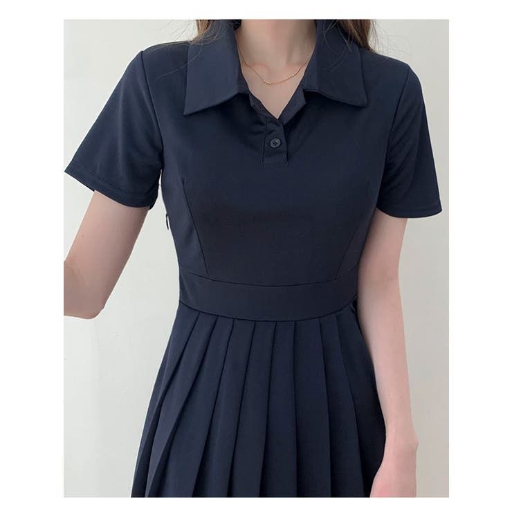 ROSARYMOON ネイビー ミニワンピース 半袖フリーサイズ春夏用