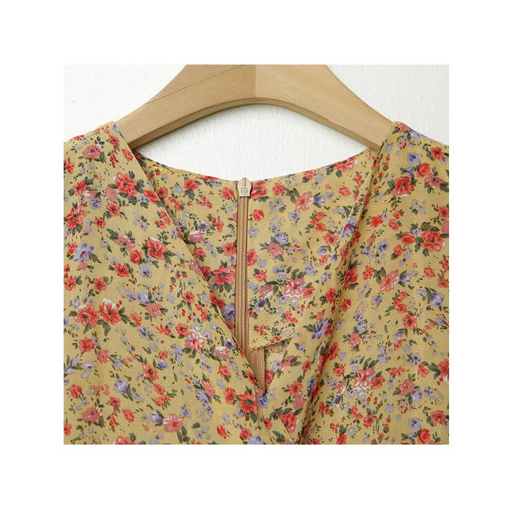 清純フラワーシフォンワンピース 半袖 全3色[品番:KH000012454 清純フラワーシフォンワンピース 半袖 全3色[品番:KH000012454