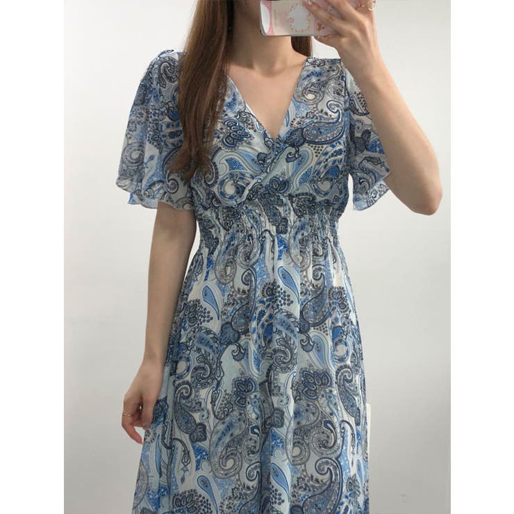 全2色 ワンピース リゾート シフォン ロングドレス ペイズリー 全2色 ワンピース リゾート シフォン ロングドレス ペイズリー