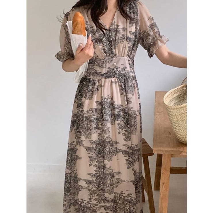 シフォン ロングワンピース フローラル柄 上品 ノーカラードレス 楽天市場】花柄シフォンワンピース ワンピース レディース