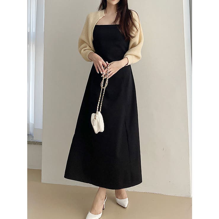 キャミソールロングワンピース 全3色 Aラインワンピース[品番