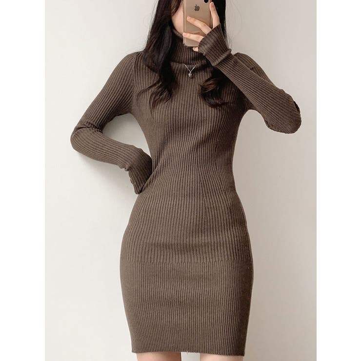 タートルネックリブニットワンピース レディース 長袖 | VIVID LADY | 詳細画像8 