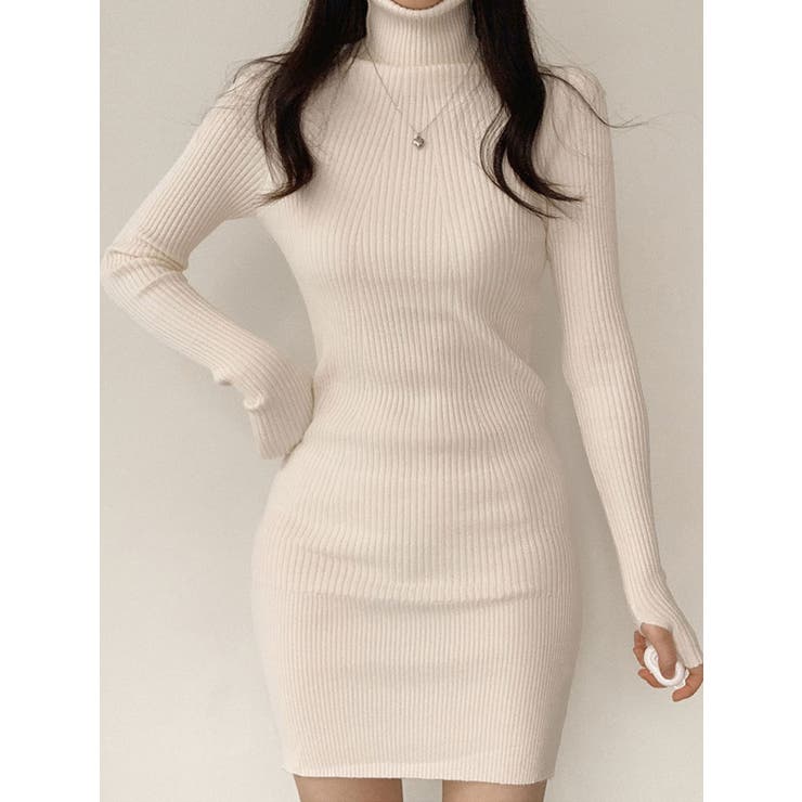 タートルネックリブニットワンピース レディース 長袖 | VIVID LADY | 詳細画像13 