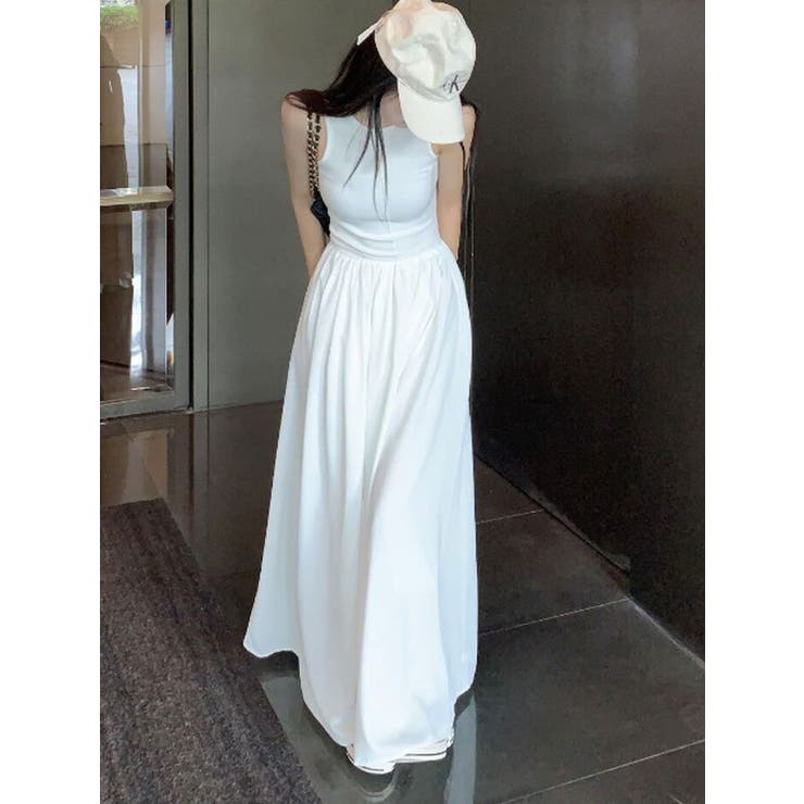 ノースリーブマキシワンピース 全2色 ロング丈[品番：KH000013793