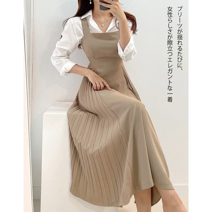 サロペットプリーツ ロングワンピース レディース[品番：KH000011868]｜VIVID  LADY（ビビッドレディー）のレディースファッション通販｜SHOPLIST（ショップリスト）