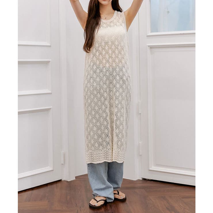 ニットロングワンピース 夏 レディース[品番：KH000014057