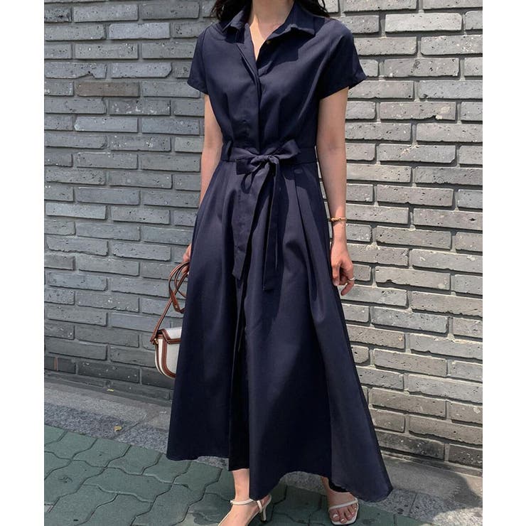 HIDAKA 18-19AW シャツワンピース ネイビー