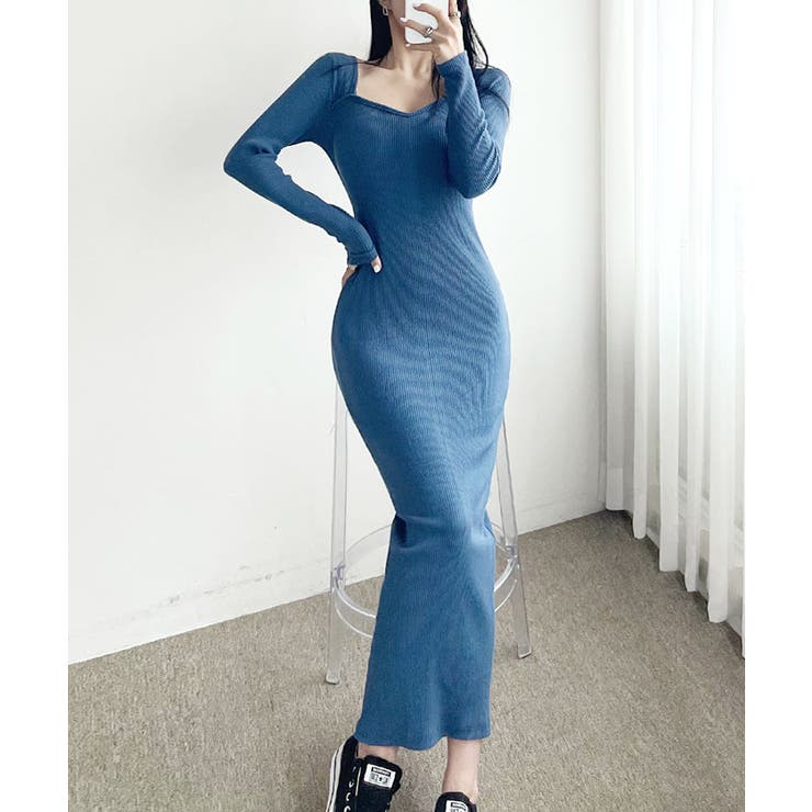 ロングワンピース 長袖 全4色[品番：KH000014123]｜VIVID LADY