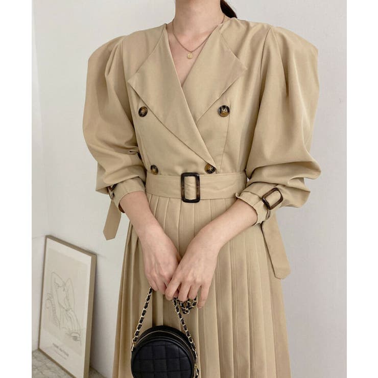 【これ一枚で映える！パワーショルダーワンピース】パフスリーブプリーツ入りワンピー… | VIVID LADY | 詳細画像13 