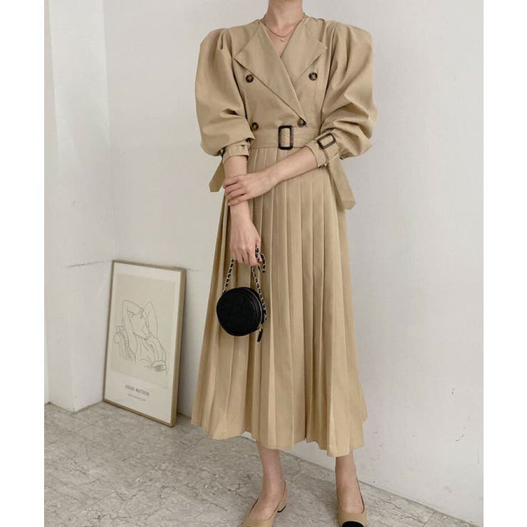 【これ一枚で映える！パワーショルダーワンピース】パフスリーブプリーツ入りワンピー… | VIVID LADY | 詳細画像14 