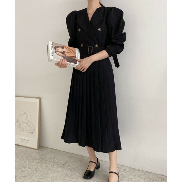 【これ一枚で映える！パワーショルダーワンピース】パフスリーブプリーツ入りワンピー… | VIVID LADY | 詳細画像16 