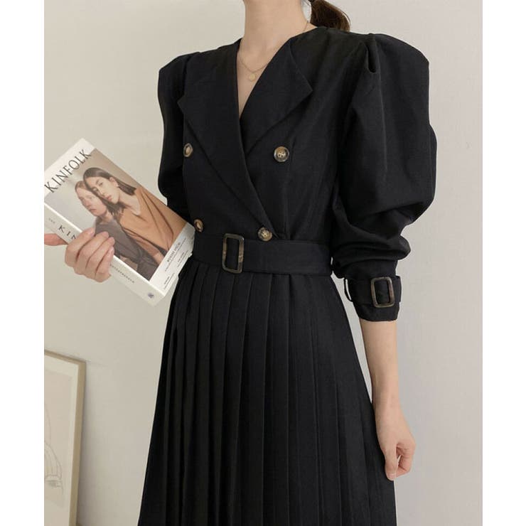 【これ一枚で映える！パワーショルダーワンピース】パフスリーブプリーツ入りワンピー… | VIVID LADY | 詳細画像18 