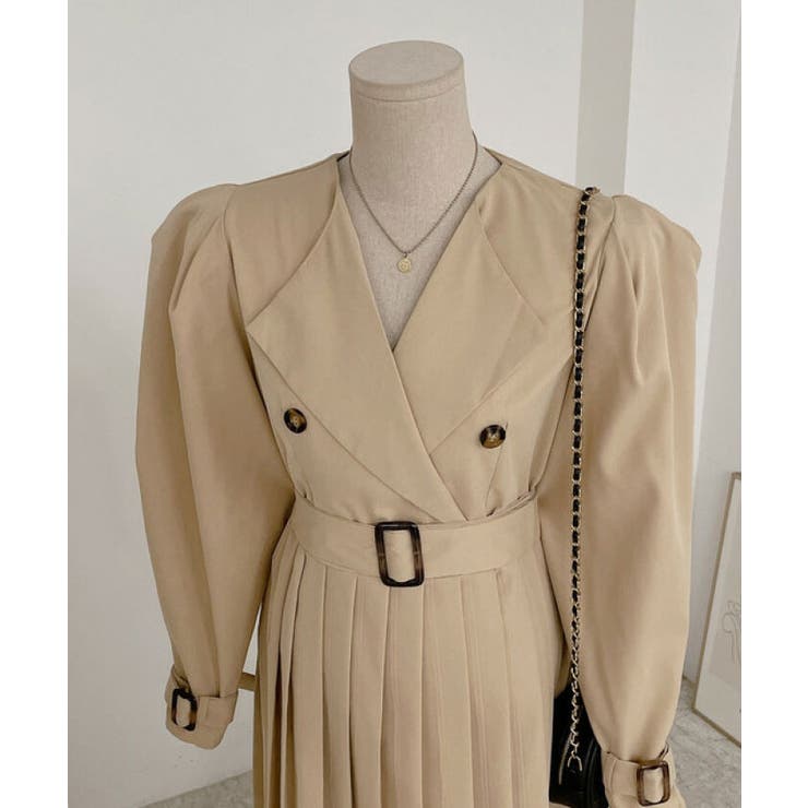 【これ一枚で映える！パワーショルダーワンピース】パフスリーブプリーツ入りワンピー… | VIVID LADY | 詳細画像5 