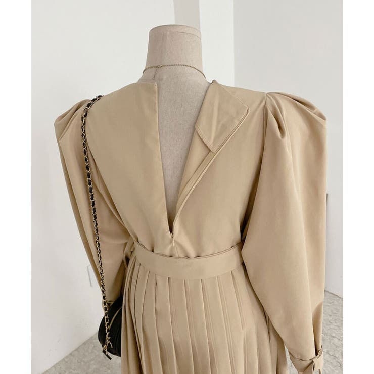 【これ一枚で映える！パワーショルダーワンピース】パフスリーブプリーツ入りワンピー… | VIVID LADY | 詳細画像8 