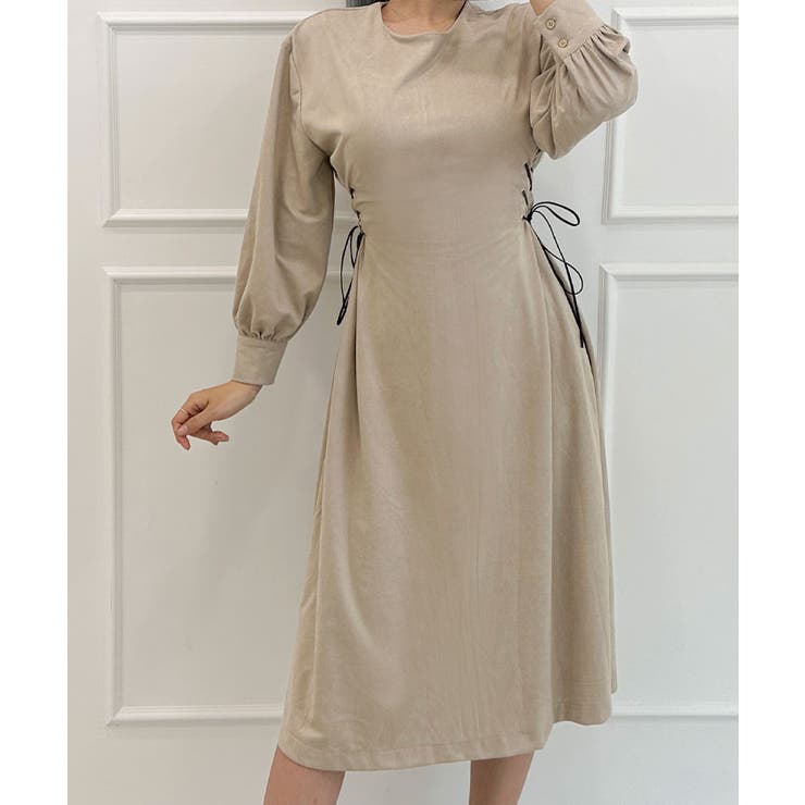 ベージュ | レースアップワンピース ミディアム丈 レディース | VIVID LADY