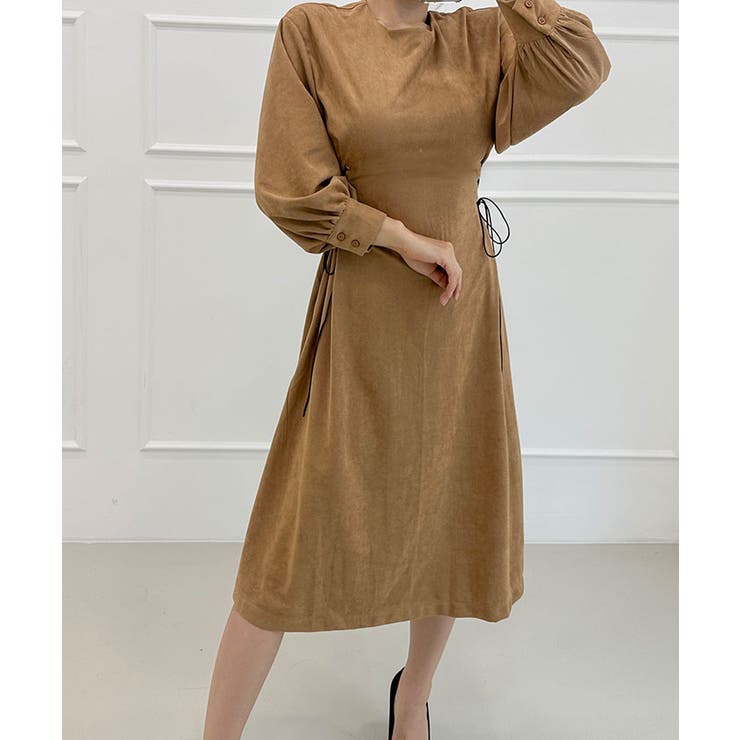 ブラウン | レースアップワンピース ミディアム丈 レディース | VIVID LADY