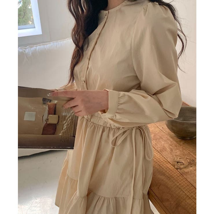 春カンカンミニワンピース 長袖 春ワンピース[品番：KH000014504