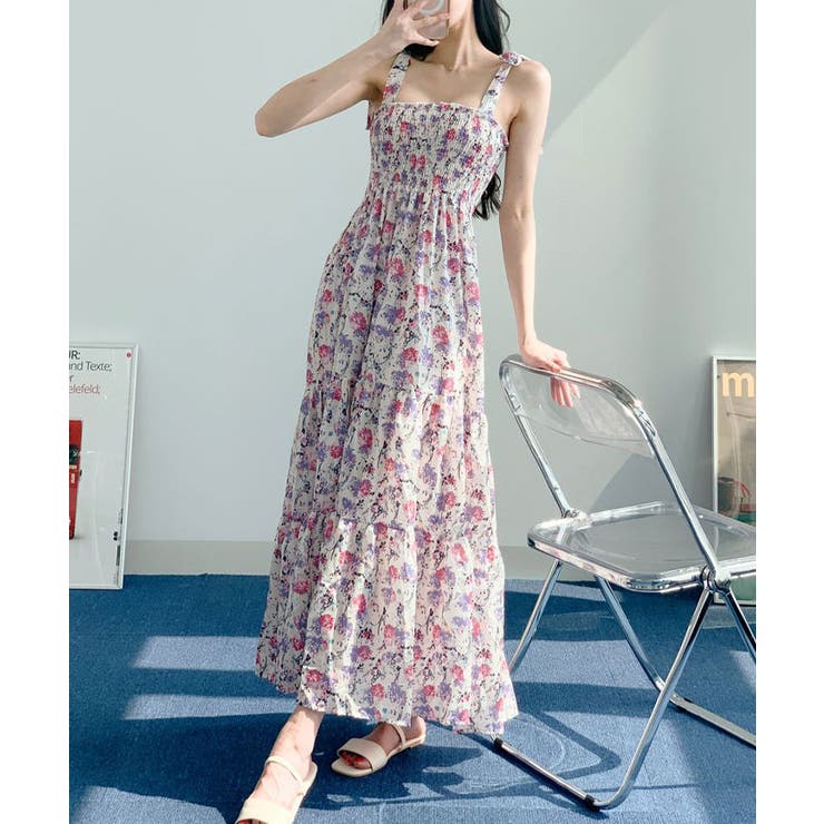 韓国 服 レディース ワンピース カーキ 柄物 人気 キャミソール