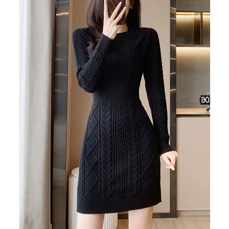ケーブル編み ニットワンピース 秋冬[品番：KH000015014]｜VIVID LADY