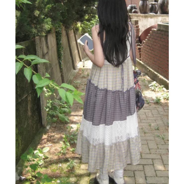 レース×チェック切替 キャミロングワンピース | VIVID LADY | 詳細画像11 