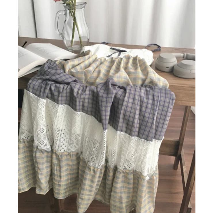 レース×チェック切替 キャミロングワンピース | VIVID LADY | 詳細画像19 