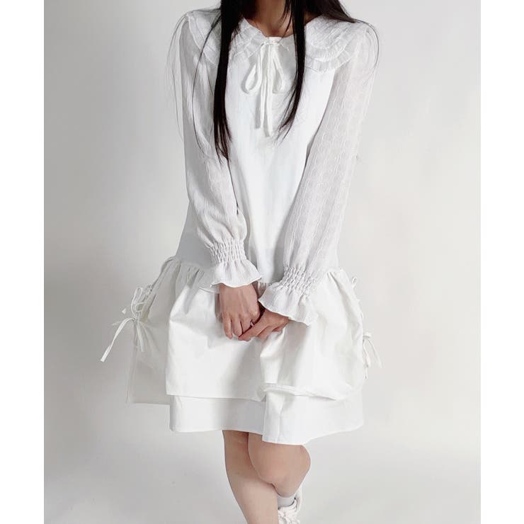 サイドリボン ティアード ノースリーブワンピース | VIVID LADY | 詳細画像4 