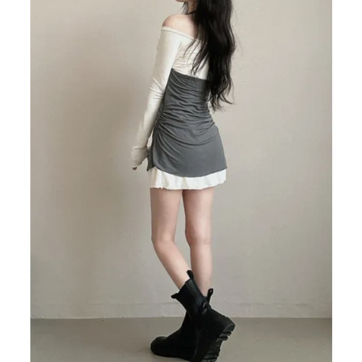 オフショルダー×ホルターネック レイヤードミニワンピース | VIVID LADY | 詳細画像6 