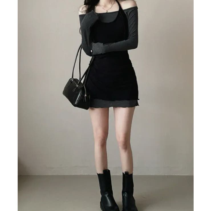 オフショルダー×ホルターネック レイヤードミニワンピース | VIVID LADY | 詳細画像14 