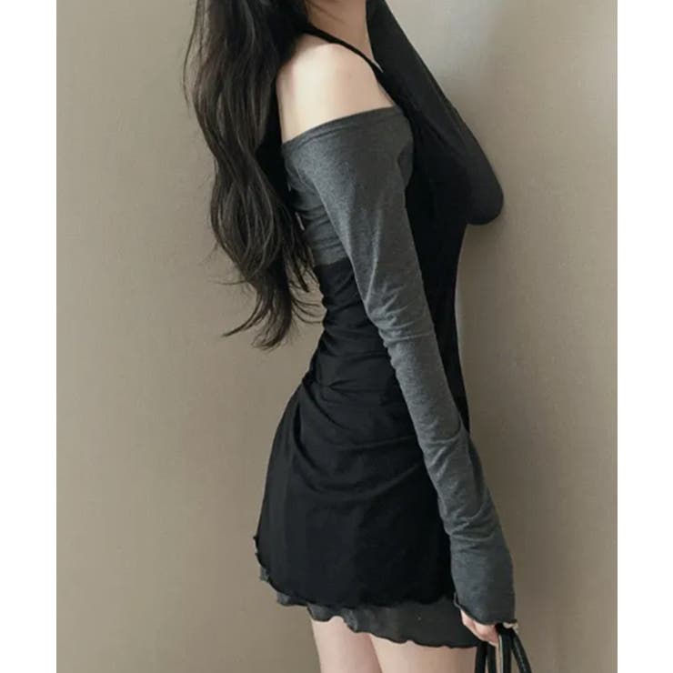 オフショルダー×ホルターネック レイヤードミニワンピース | VIVID LADY | 詳細画像15 