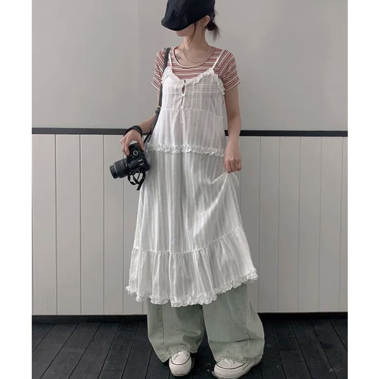 ホワイト | フリルティアードキャミワンピース | VIVID LADY