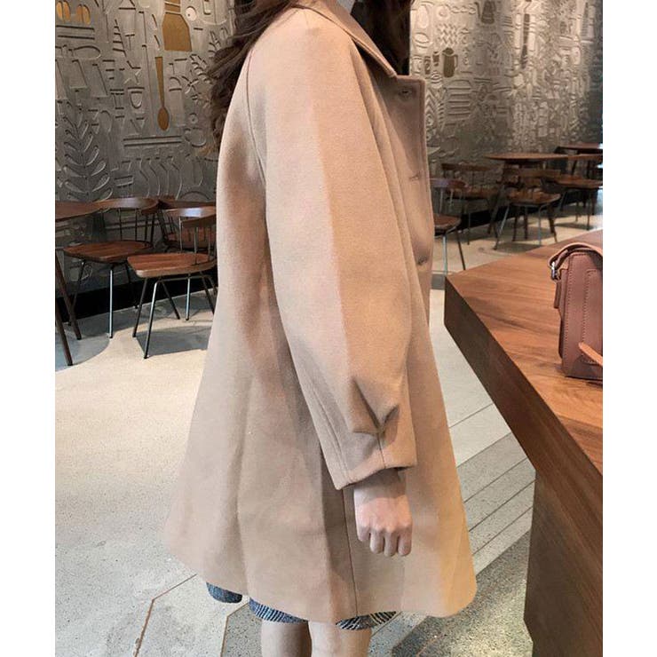 海外個人輸入 ボリューム袖ステンカラーコート レディース かわいい[品番 ステンカラーコート