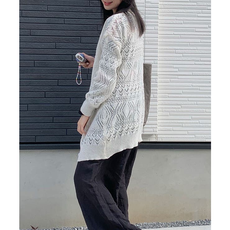 パンチングニットカーディガン レディース かわいい[品番：KH000014626  