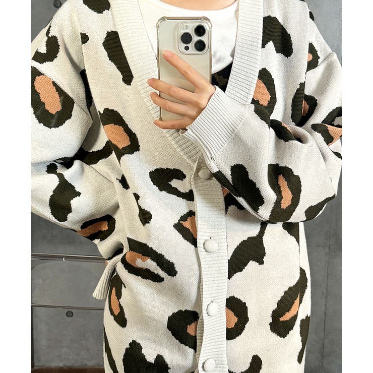 レオパードニットカーディガン レディース カーディガン[品番
