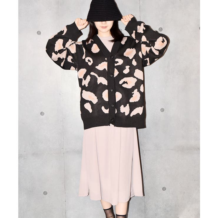 レオパードニットカーディガン レディース カーディガン[品番