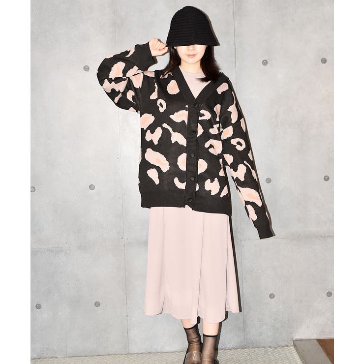 レオパードニットカーディガン レディース カーディガン[品番