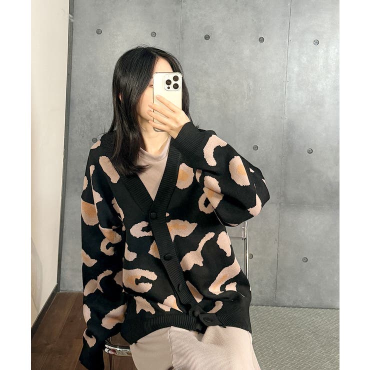 レオパードニットカーディガン レディース カーディガン[品番