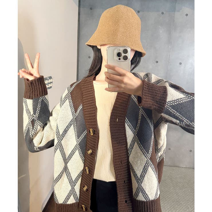 mahagrid/マハグリッド』ARGYLE KNIT CARDIGAN/アーガイルニット