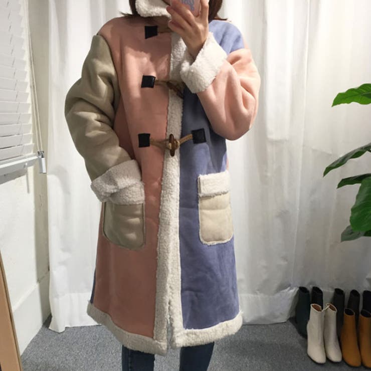 配色ムートンダッフルコート レディース コート 品番 Kh Vivid Lady ビビッドレディー のレディース ファッション通販 Shoplist ショップリスト