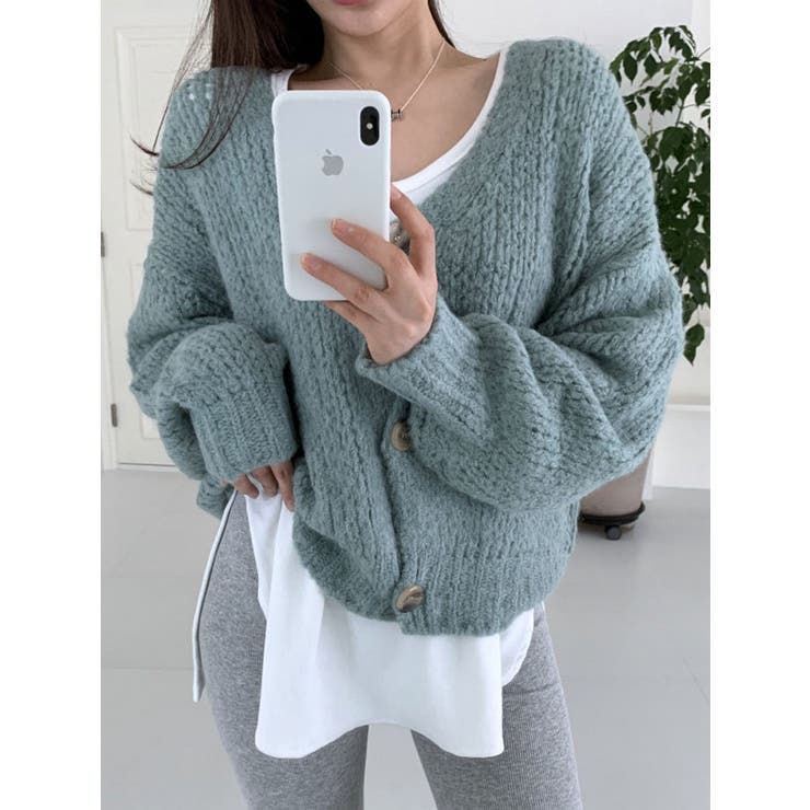 ボーダーズアットバルコニー　スプリングチャンキーニットカーディガン ボーダーズアットバルコニー スプリングチャンキーニットカーディガン