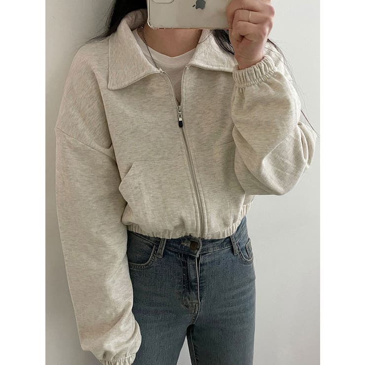 クロップド丈襟付きジップアップトレーナー レディース 春先行 | VIVID LADY | 詳細画像7 