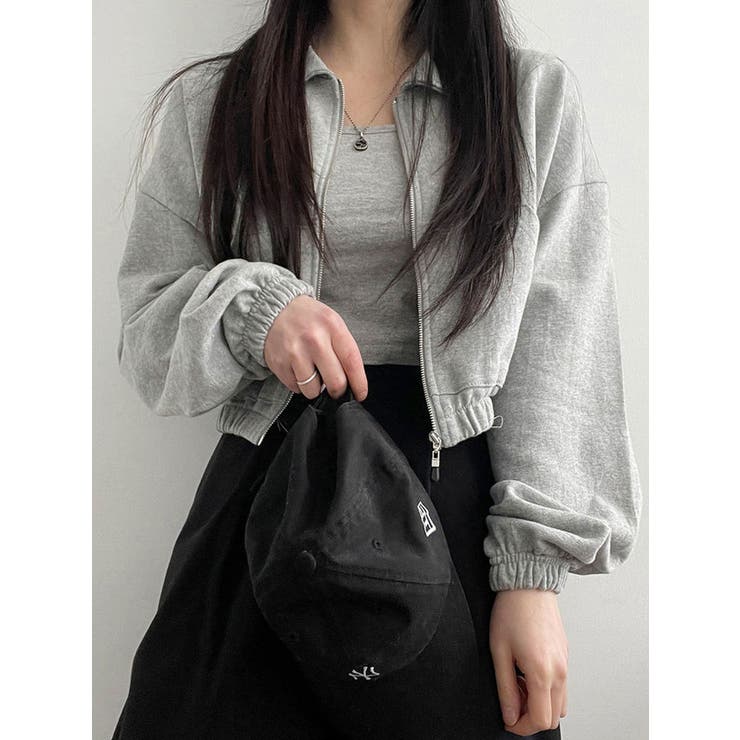 クロップド丈襟付きジップアップトレーナー レディース 春先行 | VIVID LADY | 詳細画像10 