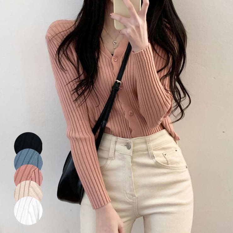 パステルカラー リブ vネック | VIVID LADY | 詳細画像1 