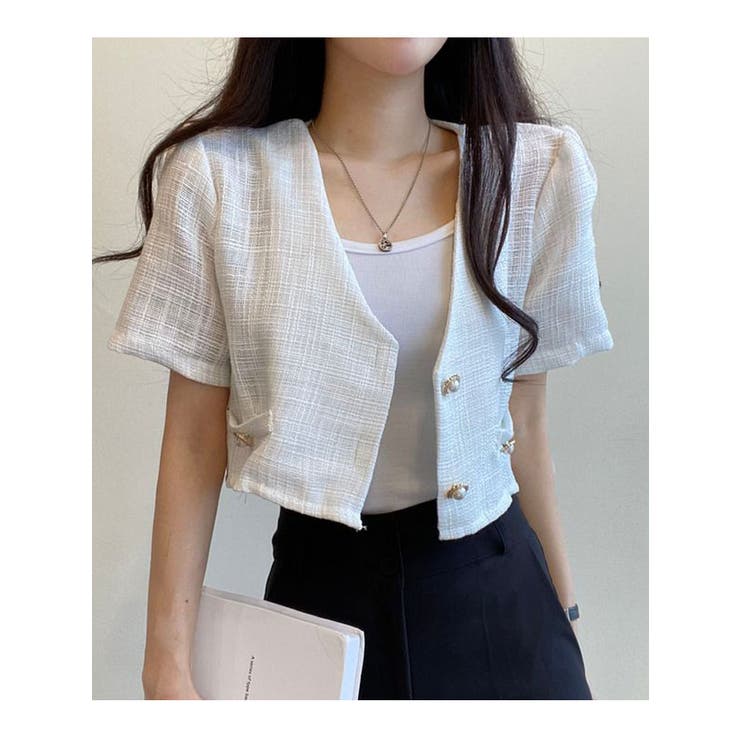 ツィードVネックジャケット 51196211-