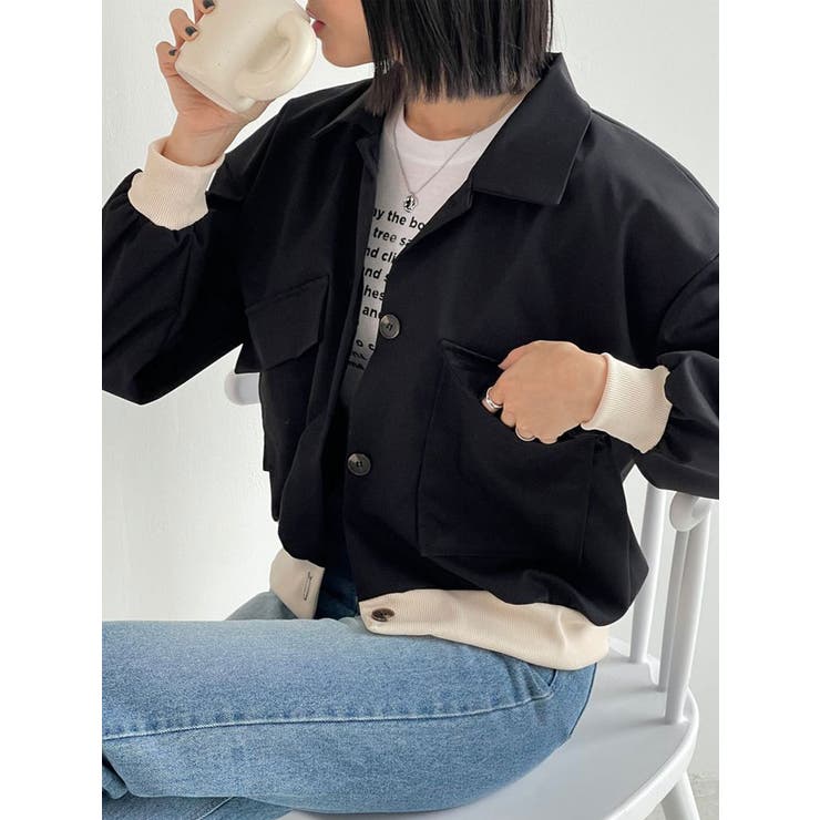 ショート丈配色シャツジャケット レディース 秋アウター | VIVID LADY | 詳細画像12 