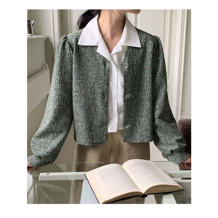 ツイードvネックパフシャーリングジャケットレディース 秋 ツイード | VIVID LADY | 詳細画像7 