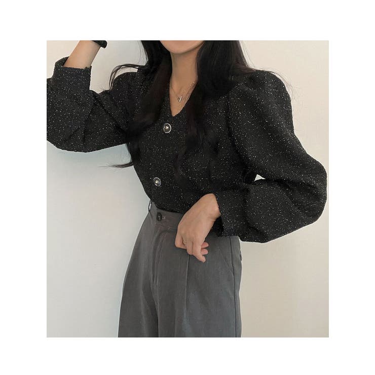 ツイードvネックパフシャーリングジャケットレディース 秋 ツイード | VIVID LADY | 詳細画像15 