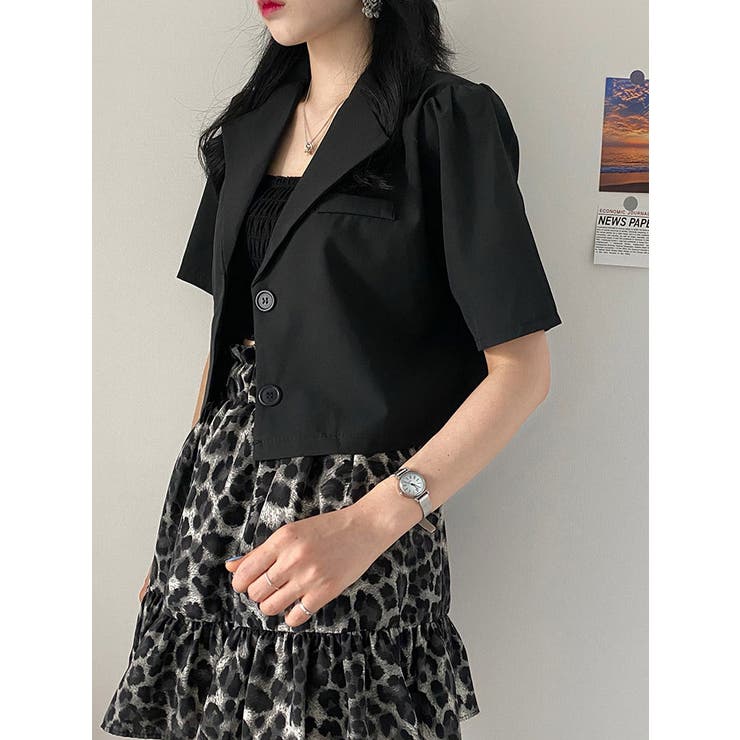 夏クロップド丈ジャケット半袖 ショート丈 レディース[品番