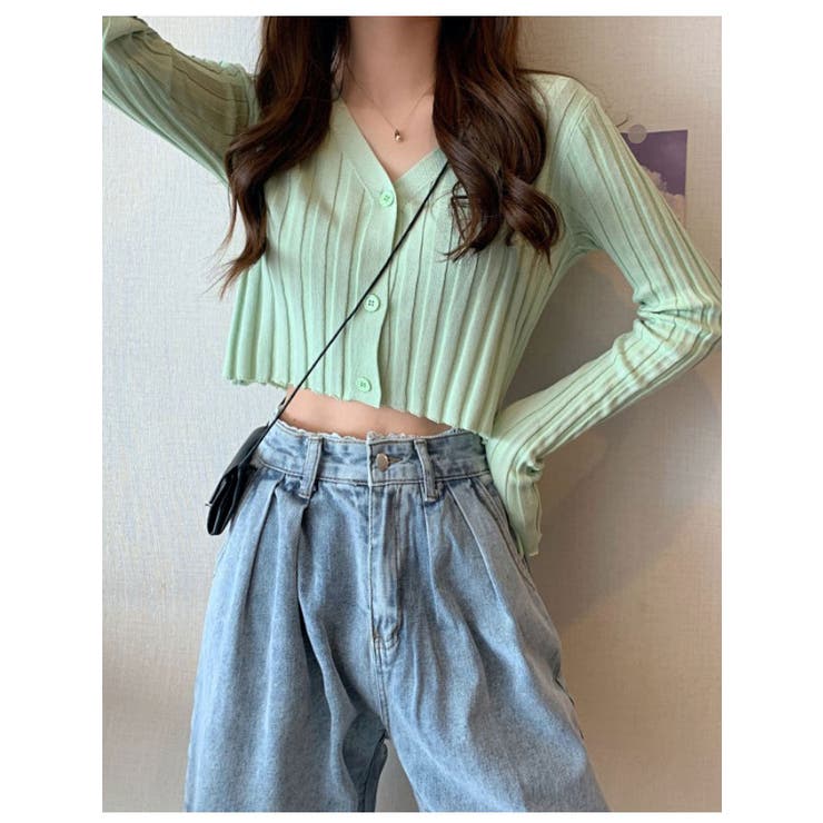 クロップドリブカーディガン長袖 Y2K 全5色 | VIVID LADY | 詳細画像21 